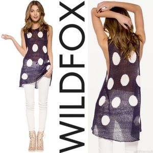 WILDFOX. Navy Polka Dot Sweater Tank!